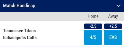 How to bet on the NFL - colts v titans handicap betting