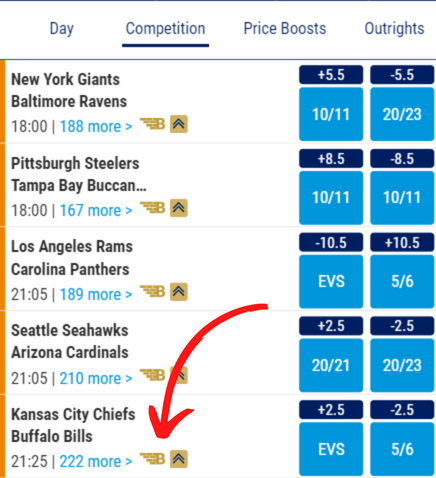 BoyleSports NFL Bet Builder location