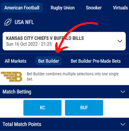 Location of BoyleSports NFL Bet Builder