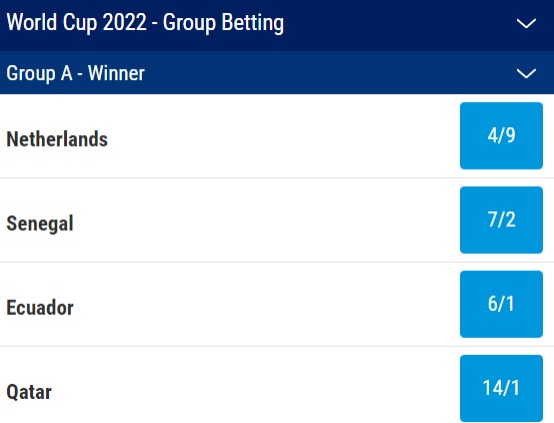 World Cup Group A Odds