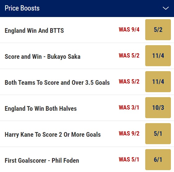 England vs USA prediction price boosts