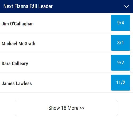 Next Fianna Fáil Leader Odds