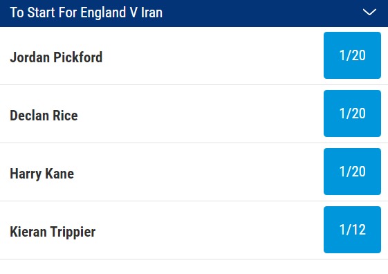 odds to start for England