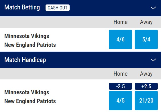 Thanksgiving NFL Predictions Vikings Patriots match betting