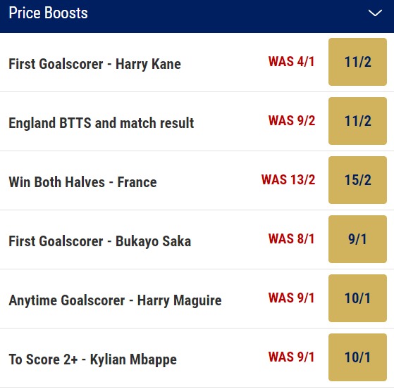 England vs France Prediction price boosts