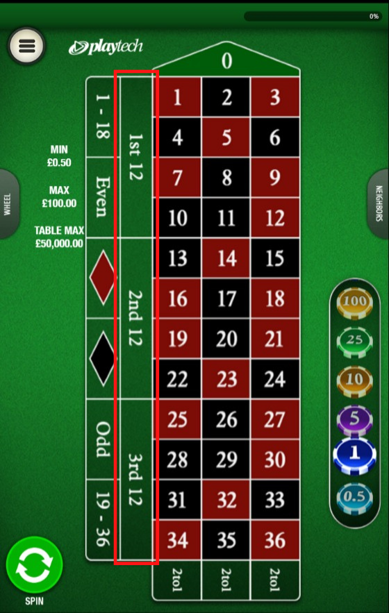 how to play roulette online dozens bets