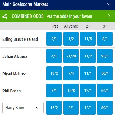 Man City v Tottenham Prediction, preview and betting odds - goalscorer betting odds