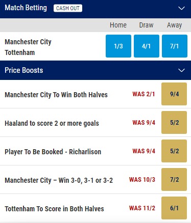 Man City v Tottenham Prediction, preview and betting odds