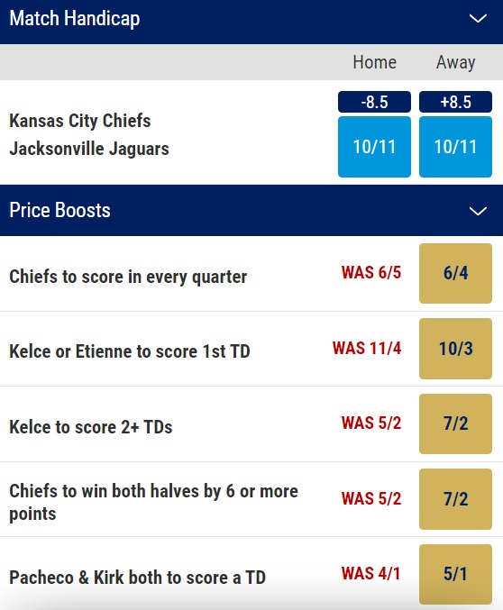 NFL Divisional Round Saturday Prediction - Chiefs v Jaguars odds