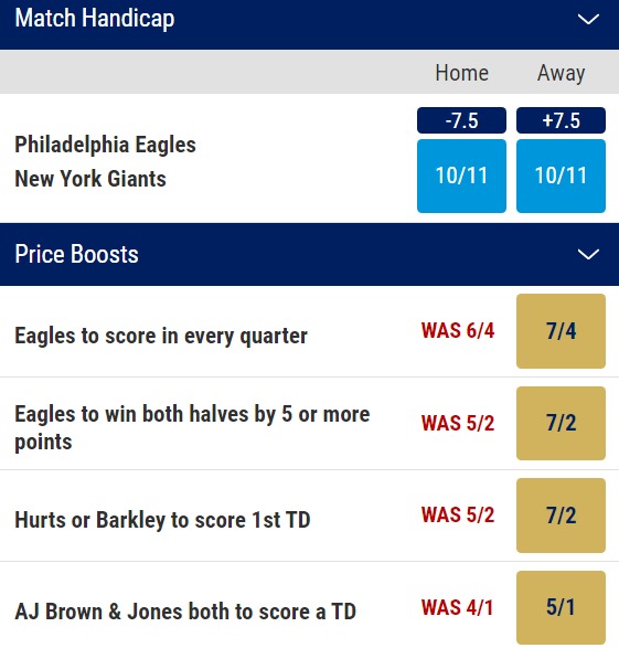 NFL Divisional Round Saturday Prediction - Eagles v Giants odds