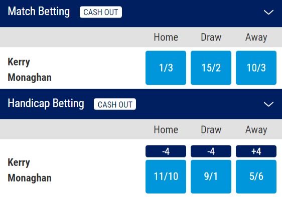 Kerry v Monaghan National League betting odds