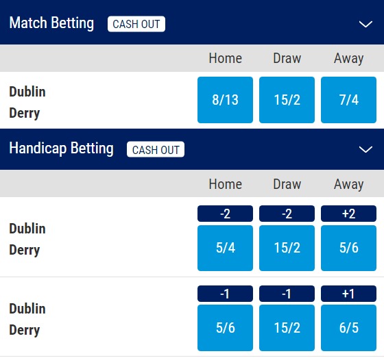 Derry v Dublin Betting Odds for Division Two League Final