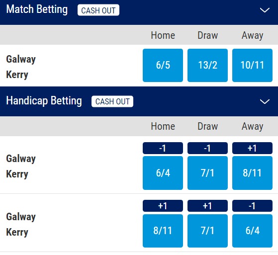 Galway v Kerry National League Betting Odds