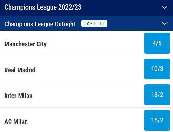 2023 Champions League Outright Odds