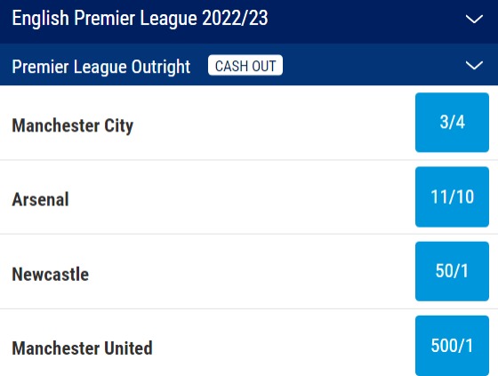 Arsenal Premier League Odds