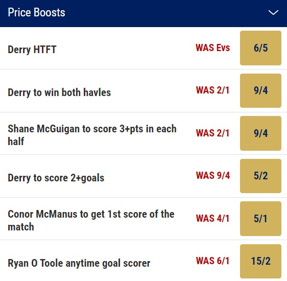 Derry v Monaghan Odds - Price Boosts For Ulster Semi-Final