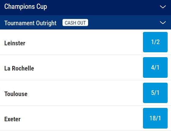 European Champions Cup Odds