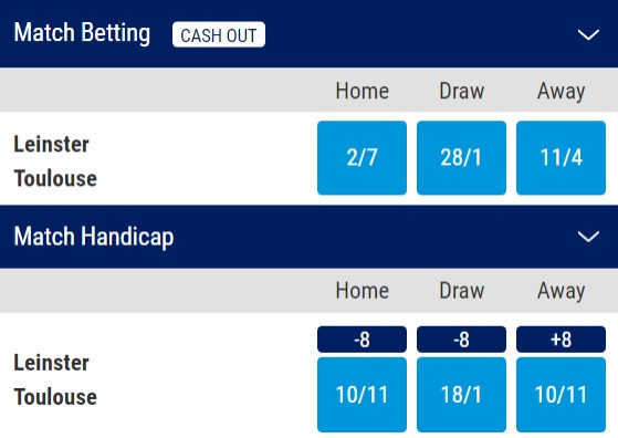 Leinster v Toulouse Odds