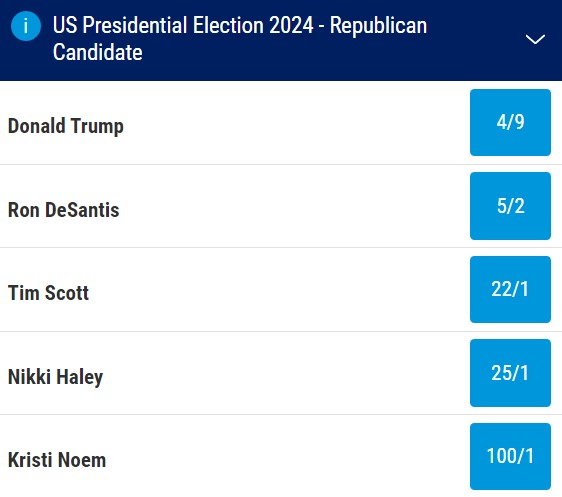 US Republican Candidate Odds 2024