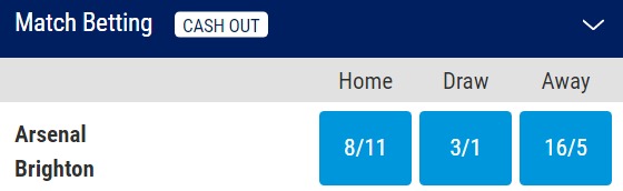 Arsenal v Brighton Odds - Premier League