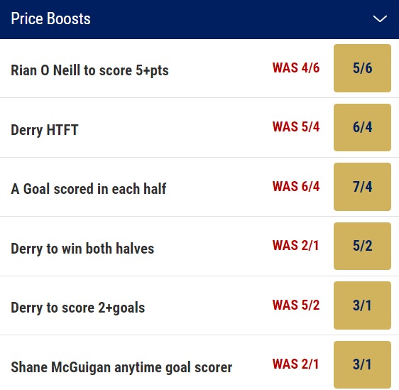 Derry v Armagh Odds Price Boosts - Ulster Final