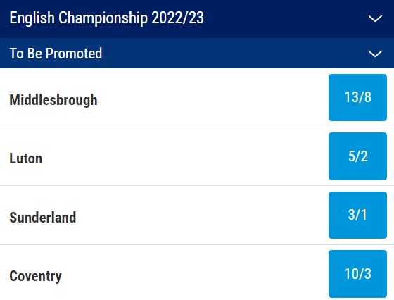 EFL Championship Play-Offs Promotion Odds