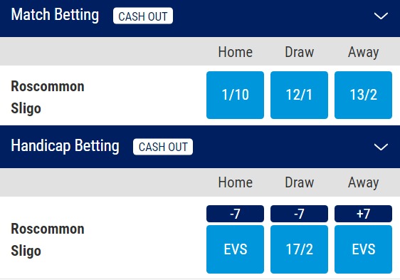 Roscommon v Sligo Odds - All-Ireland Group Stage Round 2 2023