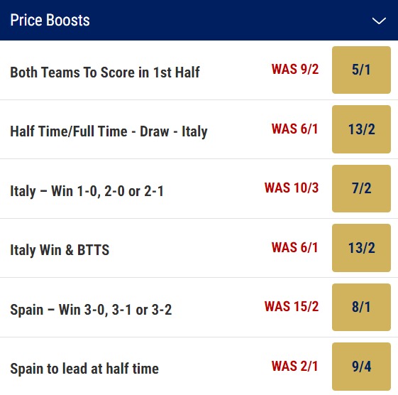 Spain v Italy Odds Price Boosts - Nations League Semi-Final 2023