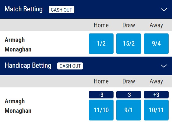 Armagh v Monaghan Odds - All-Ireland Quarter-Final 2023