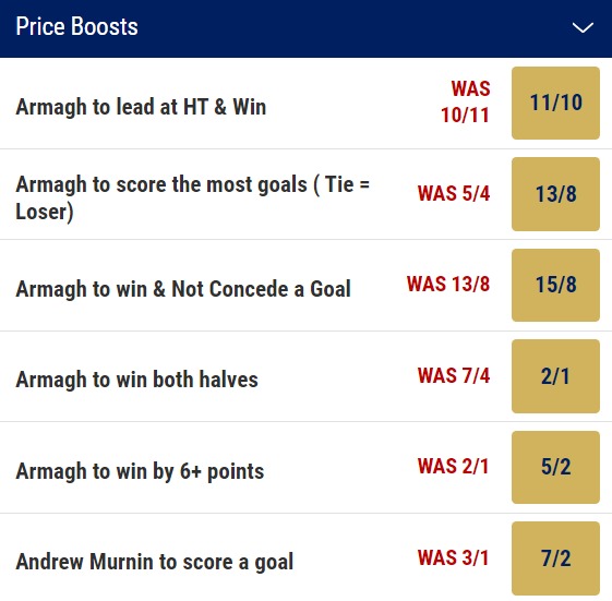 Armagh v Monaghan Odds Price Boosts - All-Ireland Quarter-Final 2023