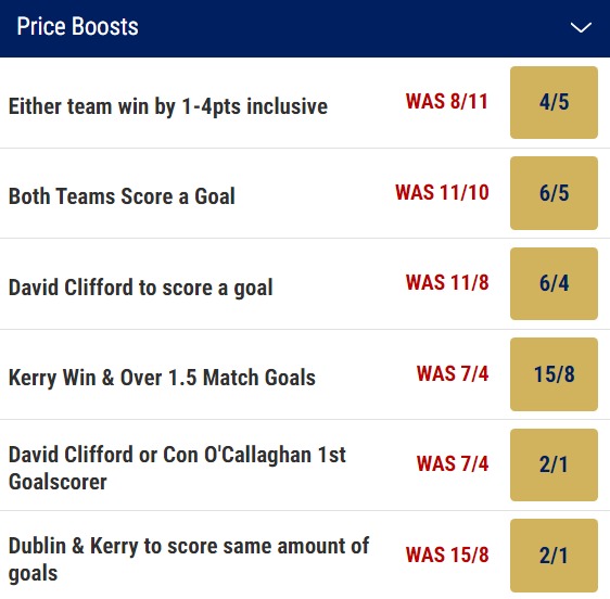 Dublin v Kerry Odds Price Boosts - All-Ireland Football Final 2023