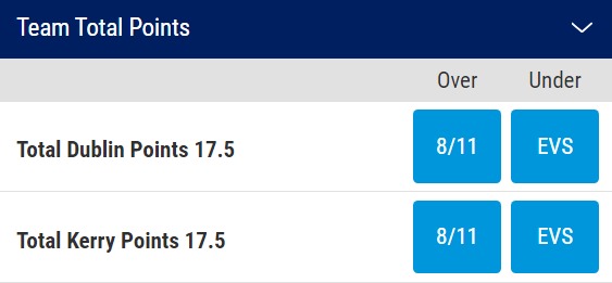 Dublin v Kerry Total Points Odds - All-Ireland Football Final 2023