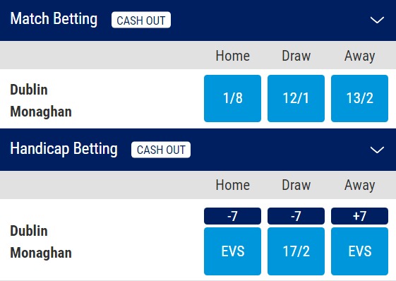 Dublin v Monaghan Odds All-Ireland Semi-Final 2023