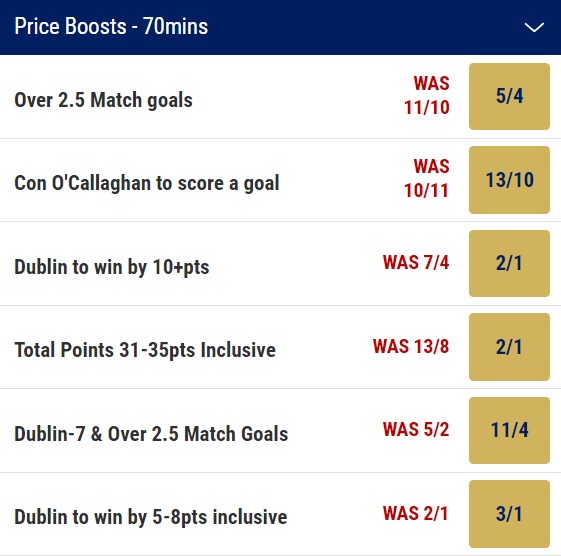 Dublin v Monaghan Odds Price Boosts - All-Ireland Semi-Final 2023