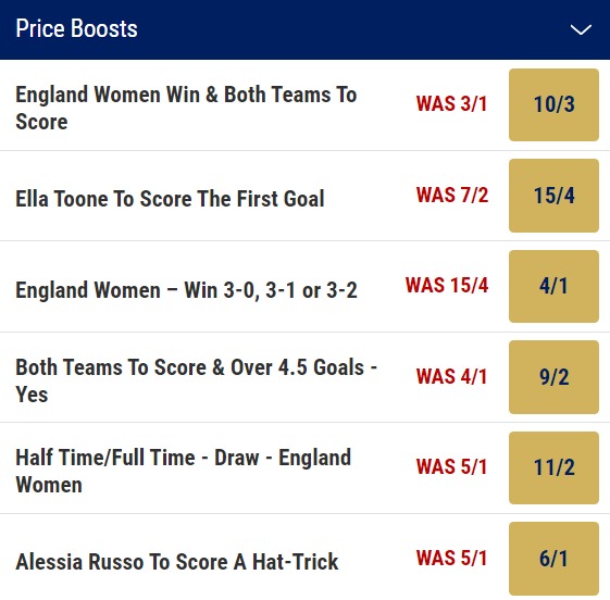 England v Haiti Odds Price Boosts - Women's World Cup 2023