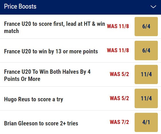 Ireland u20 v France u20 Odds Price Boosts - 2023 World Rugby Championship u20 Final