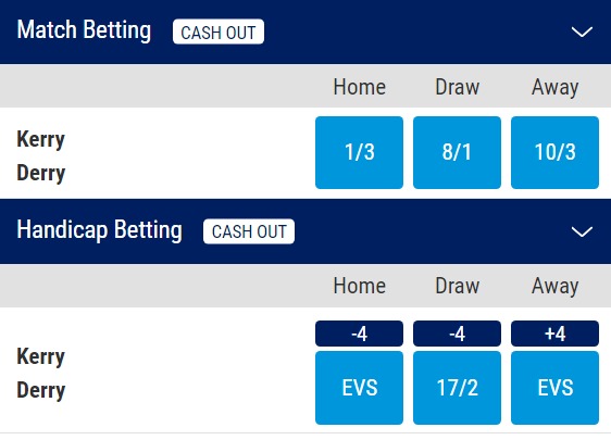 Kerry v Derry Odds All-Ireland Semi-Final 2023