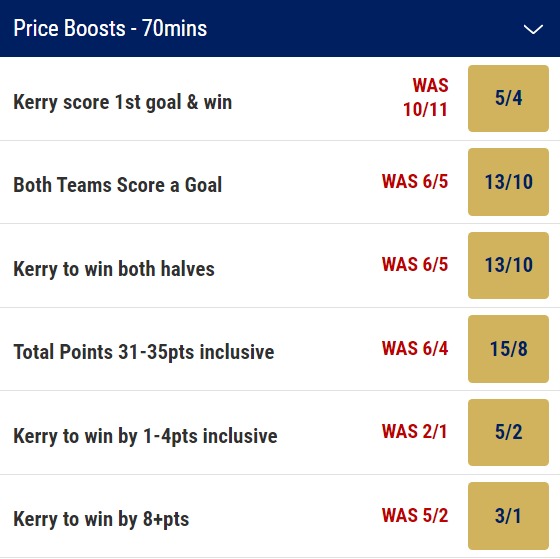 Kerry v Derry Odds Price Boosts - All-Ireland Semi-Final 2023