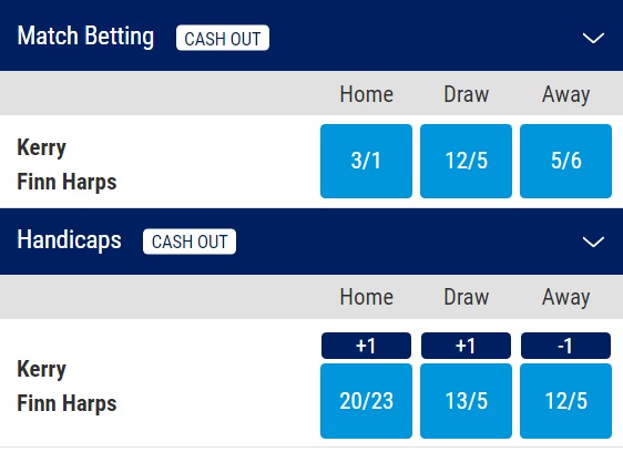 Kerry v Finn Harps Odds - League of Ireland First Division 2023