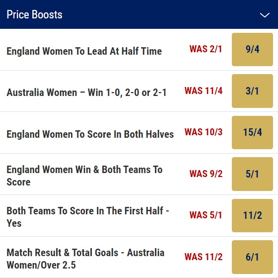 Australia v England Odds Price Boosts - 2023 Women's World Cup Semi-Final