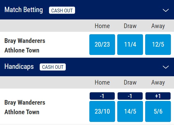 Bray Wanderers v Athlone Town Odds - League of Ireland First Division 2023