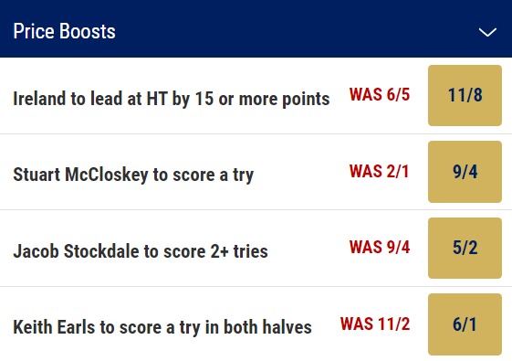 Ireland v Italy Odds Price Boosts