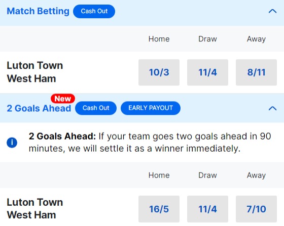 Luton Town v West Ham Odds - Premier League 2023 24