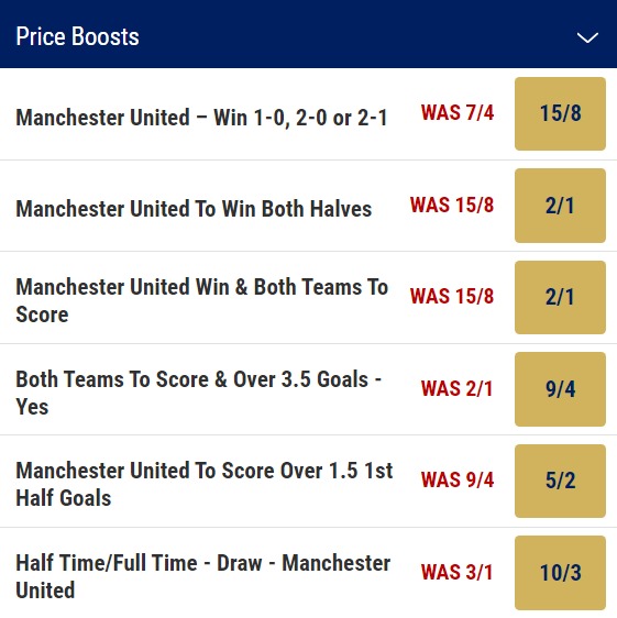 Man United v Wolves Odds Price Boosts - Premier League 2023 24