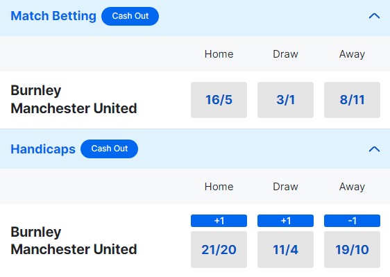 Burnley v Man United Betting Odds - Premier League 2023 24