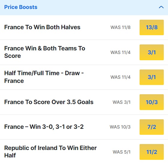 France v Republic of Ireland Betting Odds Price Boosts - Euro 2024 Qualifier