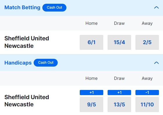 Sheffield United v Newcastle Betting Odds - Premier League 2023 24