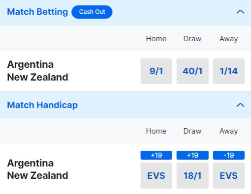 Argentina v New Zealand Betting Odds - 2023 Rugby World Cup Semi-Final (2)