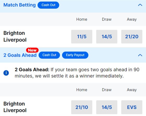 Brighton v Liverpool Betting Odds - Premier League 2023 24