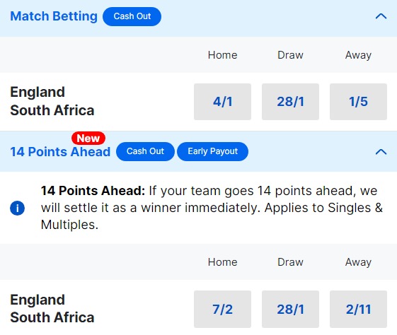 England v South Africa Betting Odds - 2023 Rugby World Cup Semi-Final